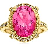 Ross-Simons 3.10 Carat Pink Topaz and .10 ct. t.w. White Topaz Ring in 18kt Gold Over Sterling