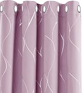 Deconovo Window Treatment Eyelet Curtains 46x90 Inch Pink Foil Blackout