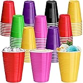 cssopenss 120 pcs 16 oz colourful plastic cups colored plastic cups disposable 16 oz Assorted Color Cups for drinking Tastings served Snacks Barbecues Picnics