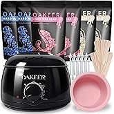 Oakeer Waxing Kit for Women Men, Wax Pot Machine, Wax Warmer for Hair Removal At Home With 6 Bags Beans, Body Waxing For Eyebrows Nose Cheeks Arms Bikinis Legs