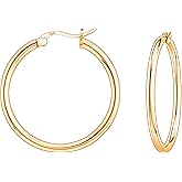 Savlano 925 Sterling Silver Round Hoop Earrings – 18K Gold Plated Hoop Earrings for Women & Men Comes in 10MM-25MM with a Gift Box