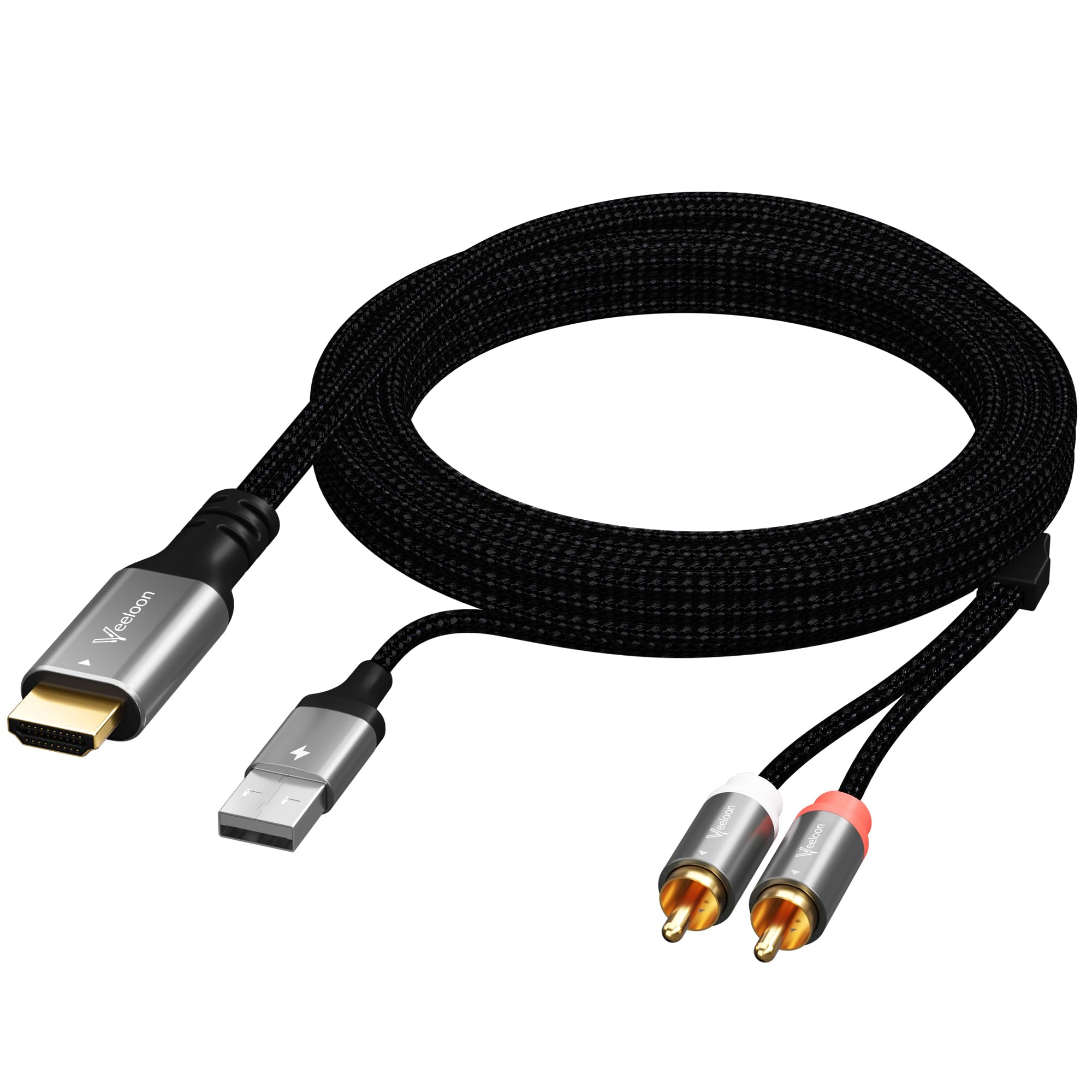 Photo 1 of HDMI ARC to 2 RCA Audio Extractor Converter Cable 8 FT for TV to Soundbar,USB Powered ARC/eARC to Dual L/R Stereo RCA Male Adapter Splitter,192KHz PCM for Sound System Speaker Amplifier,Plug & Play