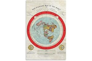 1892 Alexander Gleason's New Standard Map of The World，Flat Earth Map Canvas Poster Wall Art Decor Print Picture Paintings fo