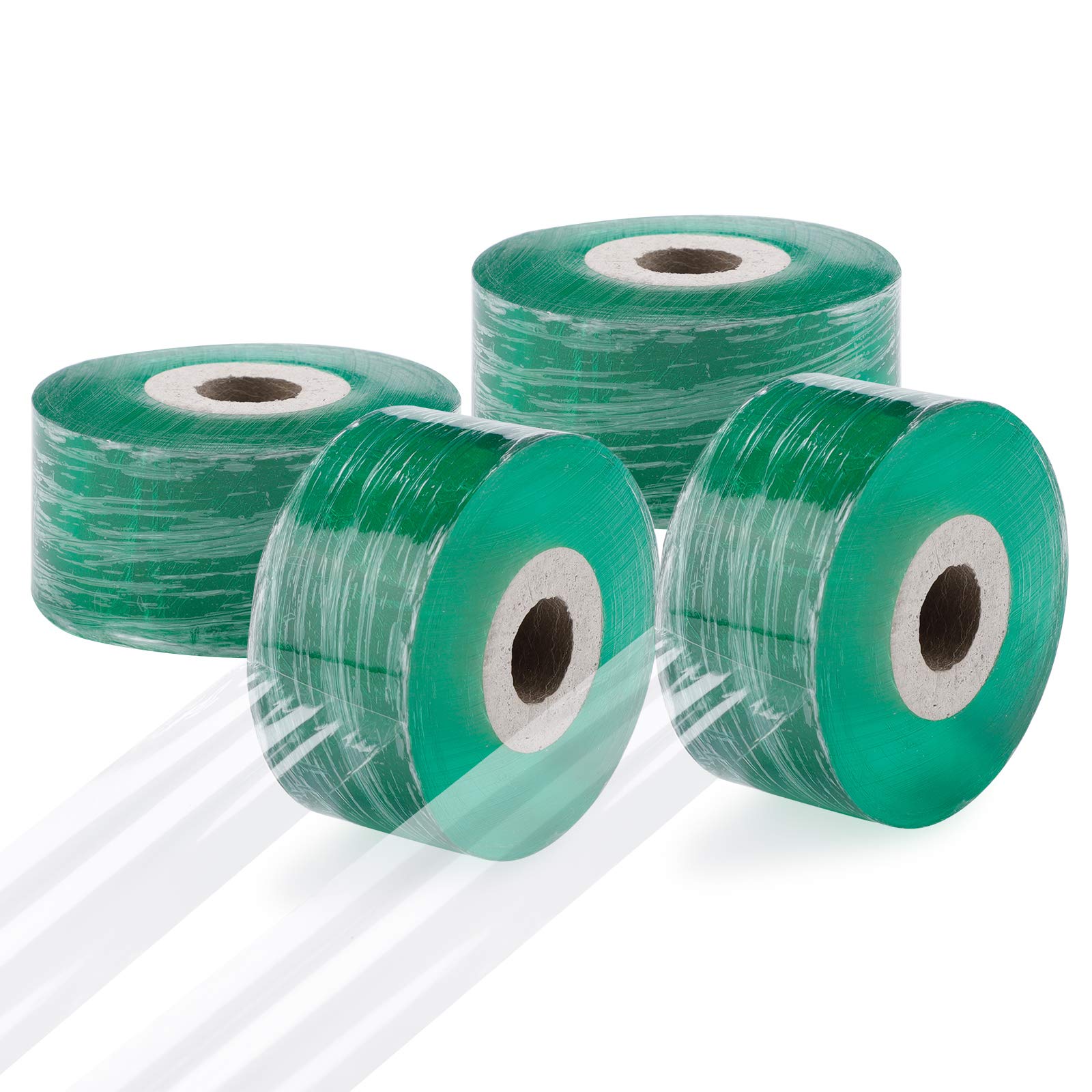 Bateya 4Pcs Grafting Tapes Grafting Film, Stretchable Clear Floristry Film Biodegradable Moisture Barrier Transparent Self-adhesive Grafting Membrane for Garden Nursery Tree Seedlings Flowers