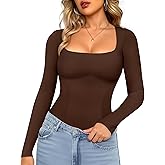 LODAY Tummy Control Shapewear Tank Top Square Neck Long Sleeve Top Slimming Body Shaper Compression Tanks for Women