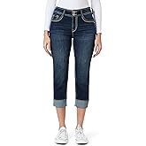 WallFlower Women's Flirty Curvy Crop Jeans High Rise Insta Stretch Denim 23.5-Inch Inseam, Sizes 0 - 24
