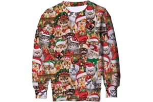 Enlifety Boys Girls Ugly Christmas Sweater Funny 3D Printed Fleece Sweatshirts Xmas Pullover Jumpers Graphic Tee Shirts 4-16T