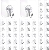 VEGCOO 30Pcs Heavy Duty Wall Hooks 22lb Transparent Adhesive No Drill Kitchen view 1