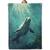 Seal Gifts, Seal and Ocean Blanket for Adults Women Kids, 50x60 in, Cozy Fuzzy Warm Soft Throw Blankets for Bedroom, Camping, Couch, Decor