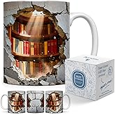 Palasarkaaa Library Bookshelf Mug Gifts for Book Lovers Friends Women Writer, Creative Book Club Ceramic Coffee Mug 11oz for Readers Librarian Bookish, Novelty Gifts for Birthday Christmas