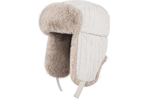 SSAXIGC Winter Hat for Men Women Trapper Hat with Ear Flaps, Windproof Russian Ushanka Trooper Hat for Cold Weather Hunting Skiing