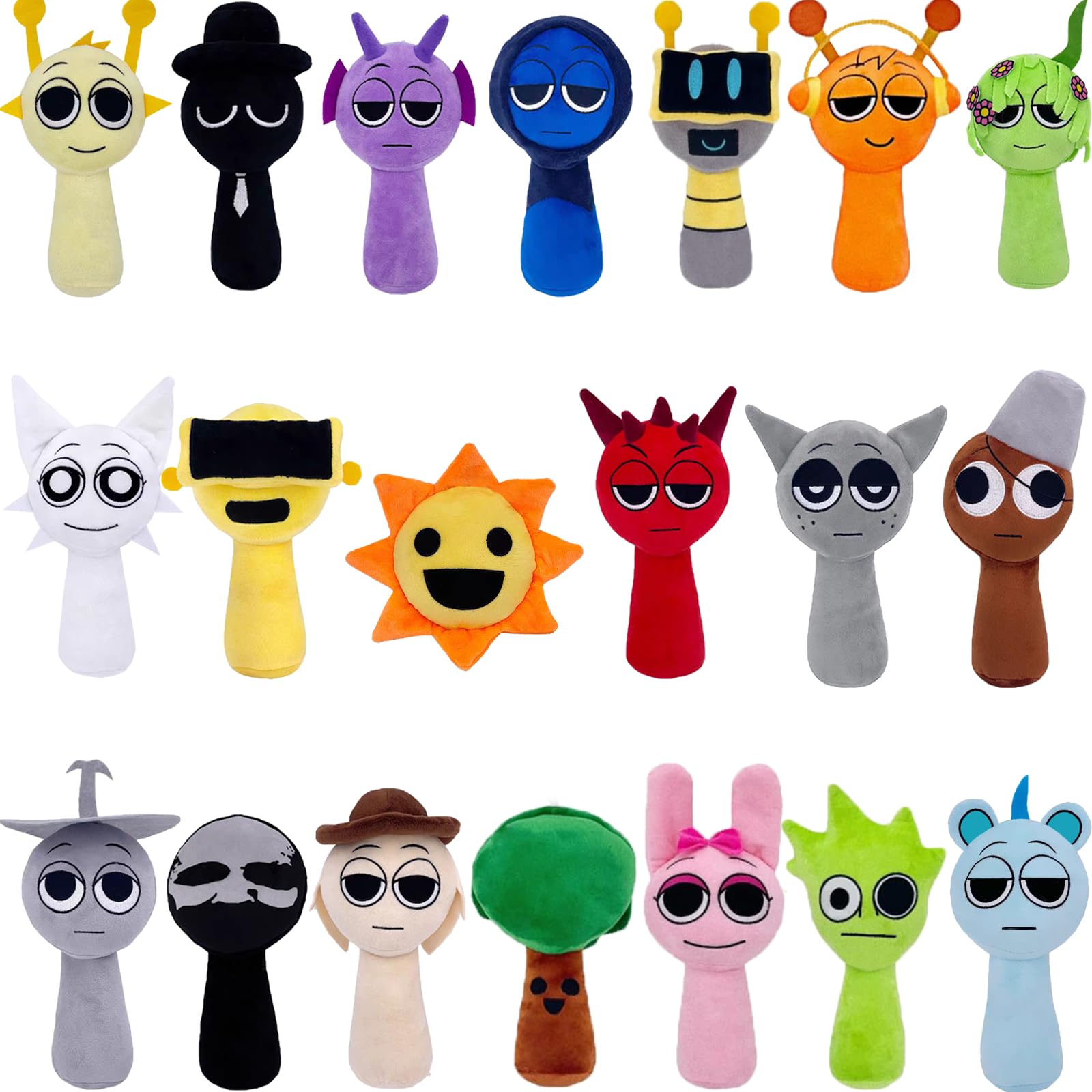 Photo 1 of Sprunki Plush Toys, 8 Inch Soft Stuffed Spunki Plushies for Boys & Girls, Cute Sprunky Game Inspired Plush Doll, Fun Birthday Gift, Sprunki Toys for Collectors & Fans, Home & Party Decor (20Pcs)