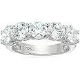 Amazon Essentials Sterling Silver Five-Stone Ring set with Round Cut Infinite Elements Cubic Zirconia (previously Amazon Collection)