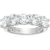 Amazon Essentials Sterling Silver Five-Stone Ring set with Round Cut Infinite Elements Cubic Zirconia (previously Amazon Collection)
