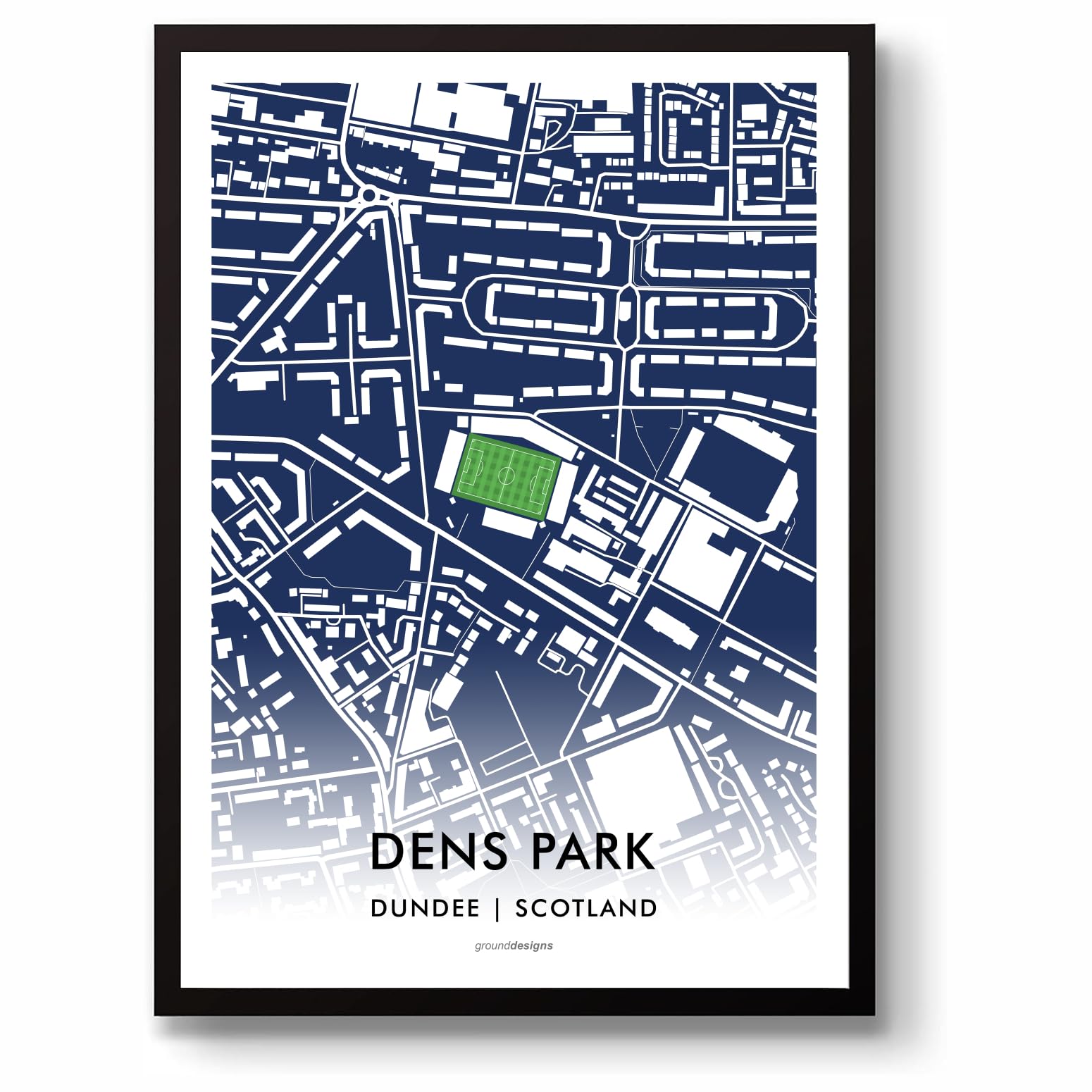 GroundDesigns DUNDEE FC Football Gift DENS PARK Stadium Art Map Unframed A3 Print DFC