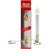 Creative Hobbies&reg; Electric Window Candle Lamp with Brass Plated Base, On/Off Switch, Light Bulb, Ready to Use! (LED)