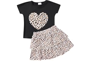 Akyzic Little Girl Skirt Outfit Two Piece Spring Summer Outfit Butterfly Dress Cat Print Skirt Toddler Girl Outfit Set