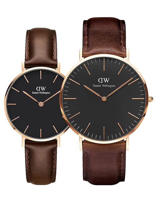 Daniel Wellington Classic Analogue Round Black Dial Bristol Rose Gold Combo Watch For Men And Women_Dw00500100