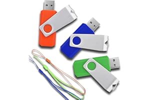 RAOYI 3 Pcs USB Flash Drive 8GB USB2.0 Thumb Drive Memory Stick Swivel Design (3 Colors Mixed : Green Orange and Blue)