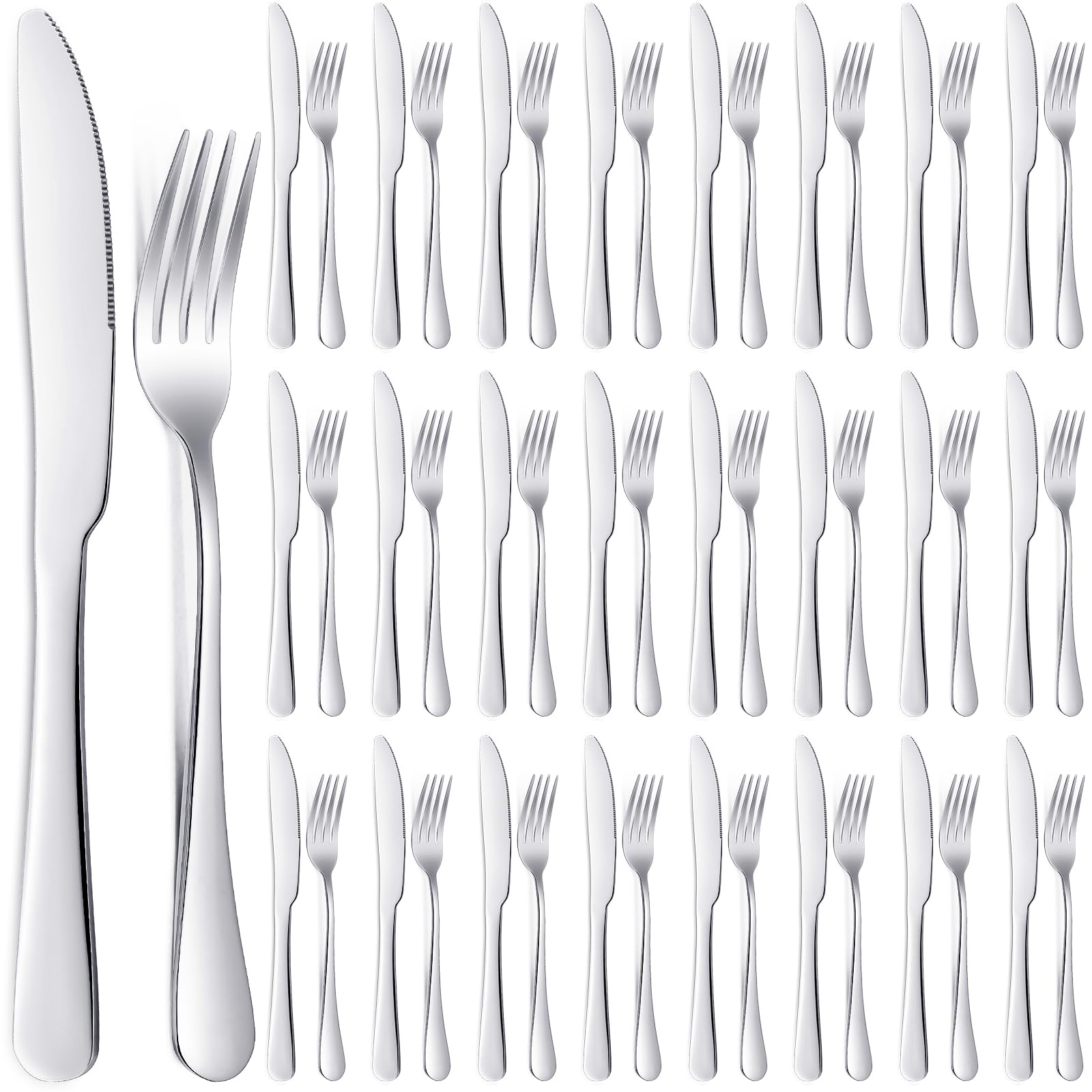 Photo 1 of ***MISSING PARTS***
Nuenen 50 Pieces Stainless Steel Forks Silverware Set Dinner Forks and Knives Flatware Tableware Cutlery Set for Kitchen Restaurant(8.07 x 0.94 Inch, 9.06 x 0.79 Inch,Shiny Silver)