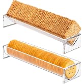 2PCS Cracker Tray Clear for Serving, Acrylic Biscuit Stand Macaron Display Tray, Rectangular Food Display Server Holder for Countertop in Home, Wedding, Party (2PCS Clear)