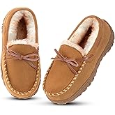 Vonair Kids Moccasin Slippers Memory Foam House Shoes Indoor Outdoor Rubber Bottom Slippers for Boys Girls