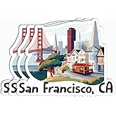 3Pcs San Francisco California Skyline Sticker - San Francisco Ca - Travel - Sticker for Water Bottle - Luggage - Tablet - Notebook