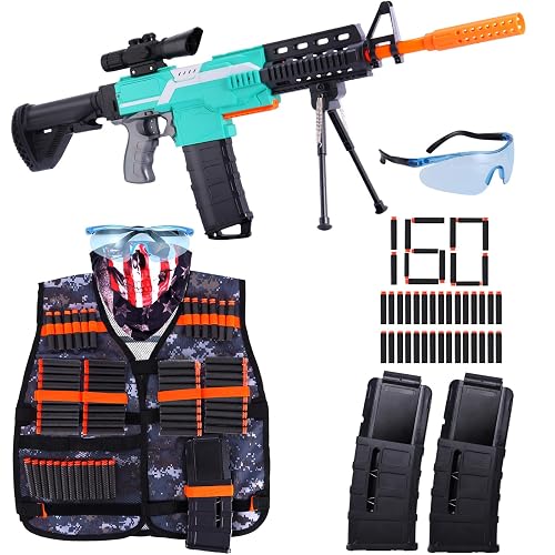 Toy Gun Automatic Machine Gun with Tactical Vest Kit, 3 Modes Burst ...