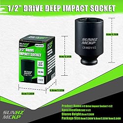 SUNHZMCKP 1/2 Inch Deep Drive Impact Socket, SAE