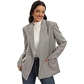 TRNY Women's Oversized Double-Breasted Suit Blazer Jacket Long Sleeve Casual Boyfriend Style Work Office Blazer with Pockets
