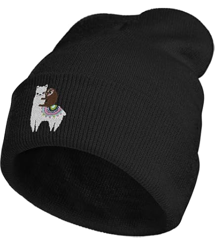 Goth Crescent Moon Embroidery Beanie Hat for Men Women Winter Warm