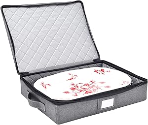 Platter Storage Case, Inside Measures 16.5'' x 12.5'' with Quilted and Padded Surfaces - Structured Top, Bottom and Sides, Felt Dividers Included