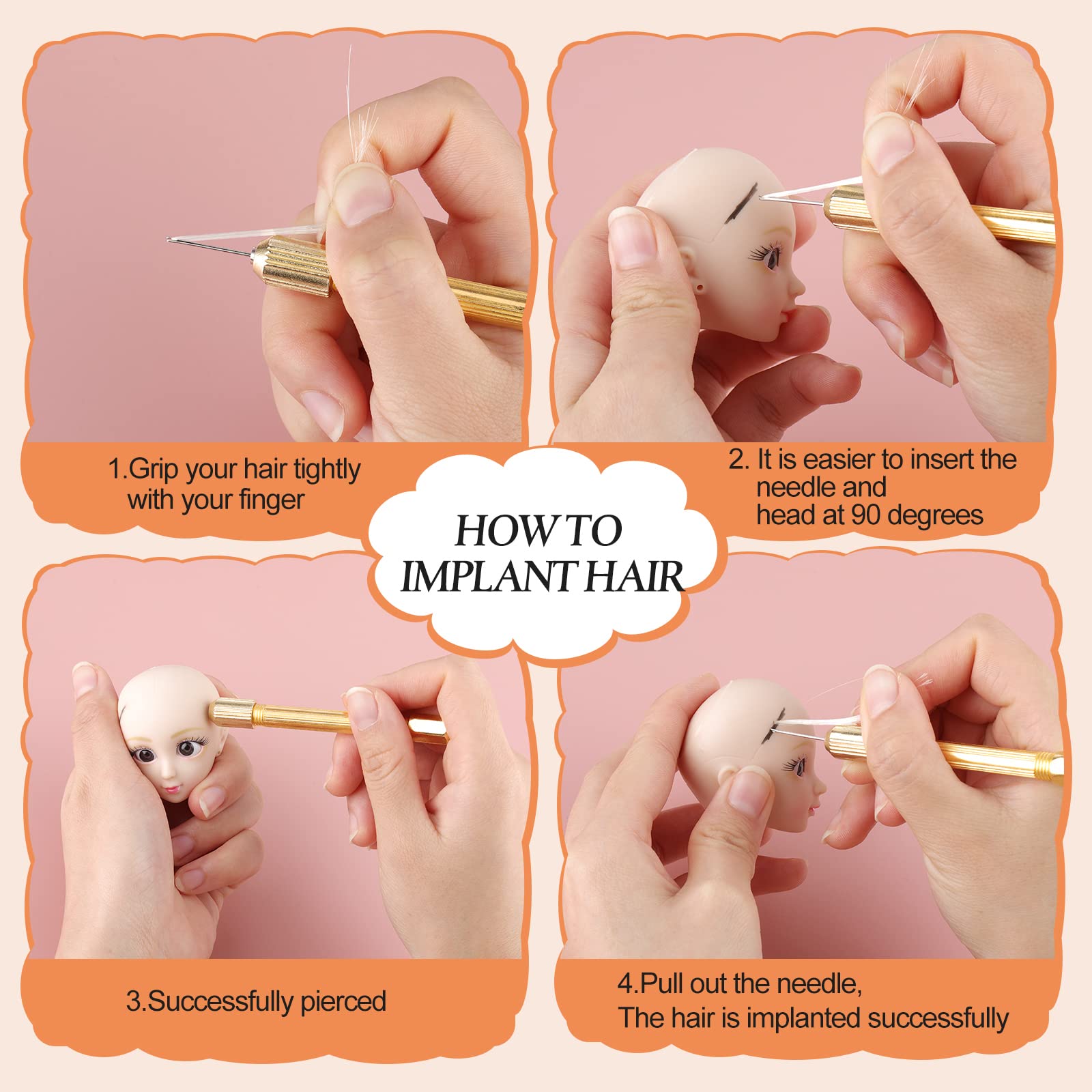 Juinte 10 Pieces Rerooting Tool for Doll Hair Rooting Reroot Rehair Needles Stainless Steel Doll Making Kit Reborn for DIY Tools Supplies