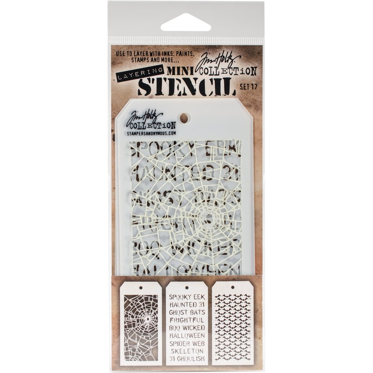 Stampers Anonymous Tim Holtz Mini Layered Stencil Set #17,8.61x21x0.2 cm