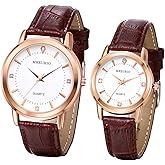 Aroncent Valentines Couple Pair Watches: His and Hers Matching Pair Watch Waterproof Quartz Analog Wristwatches with Multiple Style Options - Perfect Gifts Set for Lovers