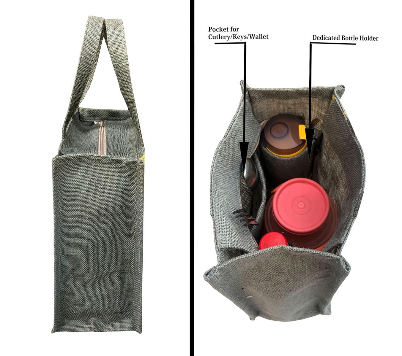 urban jhola women's jute lunch bag(grey)