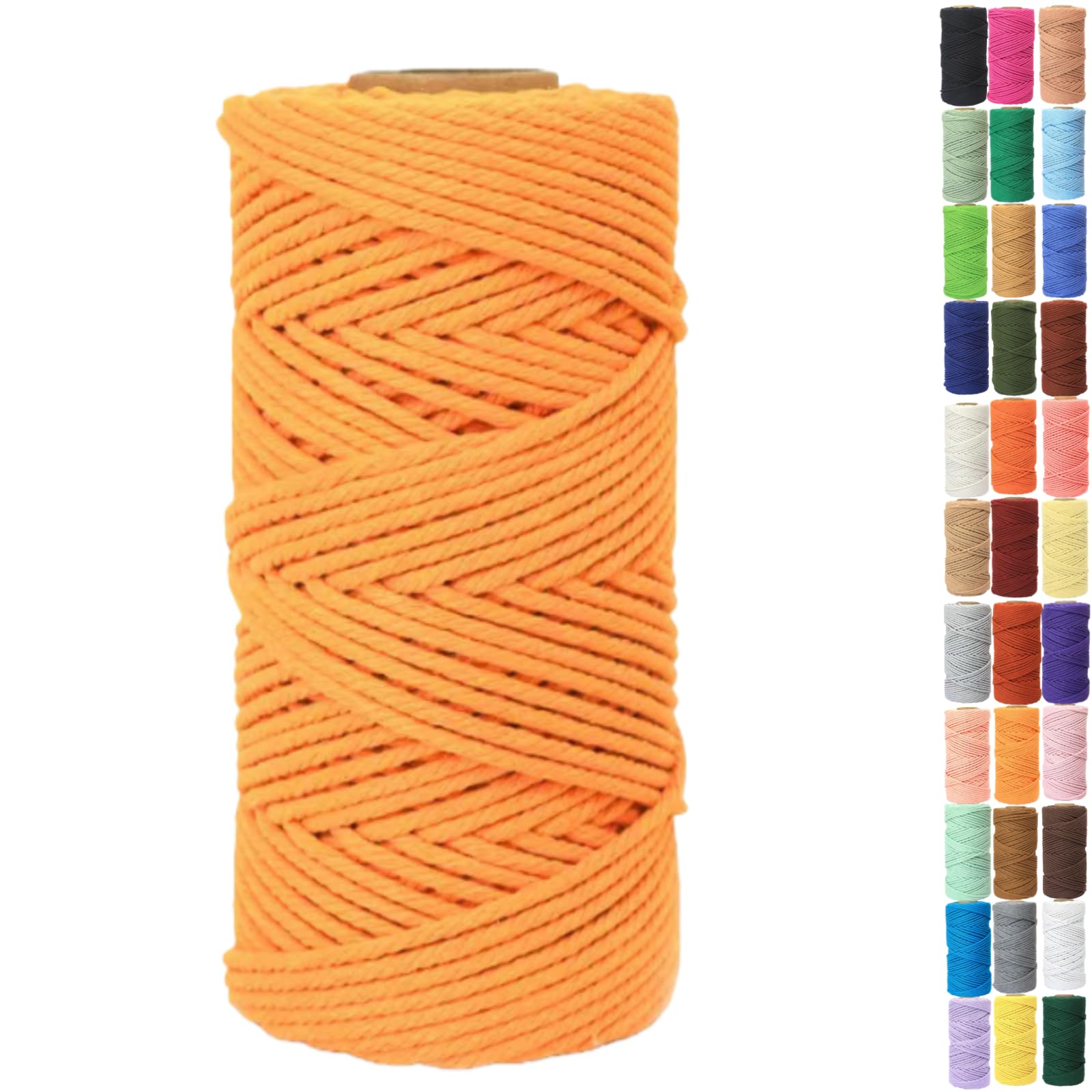 Binwat Macrame Cord Thick Natural Cotton Cord DIY Crafts Yarn Thread Twisted Spool Twine String Cotton Rope for Wall Hanging,Plant Hangers,Knitting,Decorative Projects 4mm x100m (Golden)