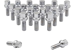 Wheel Accessories Parts 20 Pcs M14 x 1.5 Thread Ball Seat Lug Bolt Chrome Finish 28mm Shank Length 17mm Hex fits Mecedes-Benz C-Class EQB-Class EQE-Class GLA-Class GLB-Class SL-Class