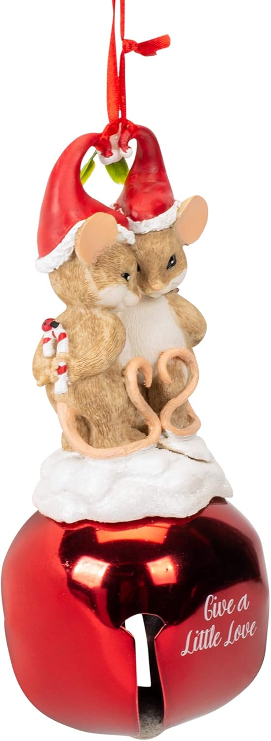 Give A Little Love Mice In Santa Hat 6.5 Inch Resin Stone Christmas Figurine