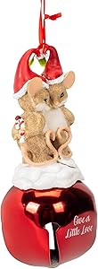Give A Little Love Mice In Santa Hat 6.5 Inch Resin Stone Christmas Figurine