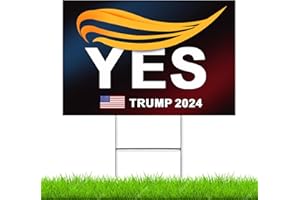 Oligei Trump Yard Signs, Trump 2024 Yard Sign 18" X 12", YES Trump Yard Signs 2024 Double Sided Fade Resistant, Take America Back Trump Signs for Yard Heavy Duty Metal H-Frames