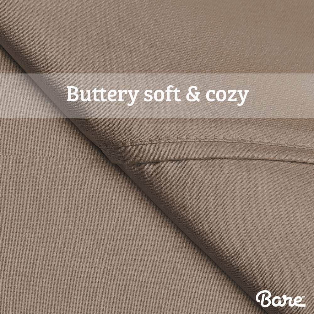 Bare Home 4 Piece 1800 Deep Pocket Bed Sheet Set - Twin Extra Long - Ultra-Soft Hypoallergenic - 2 Pillowcases (Twin XL, Taupe): Home & Kitchen