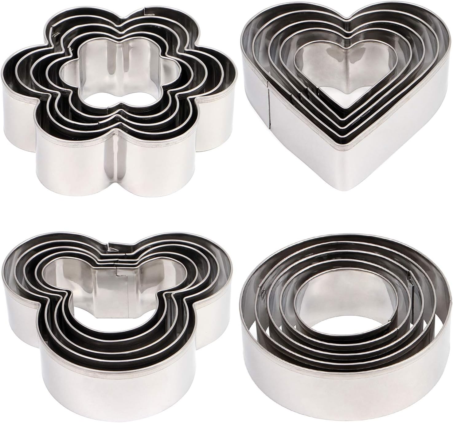 Amazon Com pcs Large Cookie Cutter Set Mickey Heart Flower Round Shapes Cookie Cutters Molds For Biscuits Cakes Vegetable And Sandwiches 0 4mm Thickness 2 5cm In Height Kitchen Dining