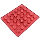 Freshware CB-120RD 30-Cavity Silicone Flower Mold for Making Homemade Chocolate, Candy, Gummy, Jelly, and More