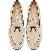 Journey West Men's Suede Leather Belgian Loafers for Men Slip-on Casual Penny Casual Loafers
