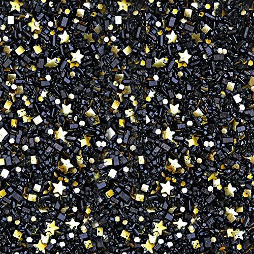 Bakery Bling Black Glittery Sugar with Metallic Gold Stars