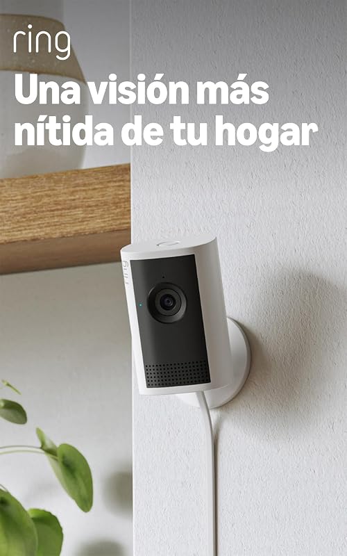 Cámara interior Plus (Indoor Camera Plus, última generación), Cámara de seguridad, enchufe, Retinal 2K, cubierta manual del objetivo, Prueba gratuita de 30 días del plan de suscripción Ring