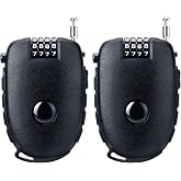 JAGASOL 4 Digit Combination 27.5 Inch Retractable Cable Lock,Black 2Pcs | With 4-digit keyless Combination, Compact For Motorcycles, Bikes,Ebikes,Helmets, Skis,Snowboard, Stroller,and Travel Gear