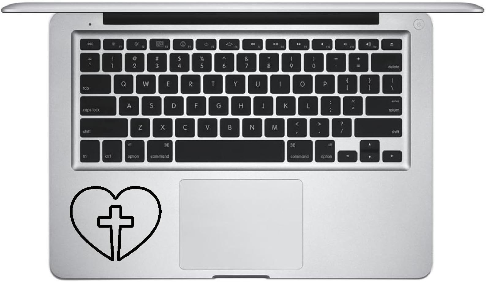 Laptop Decal - Jesus Heart Cross Religious Decal - Matte Black Skins Stickers