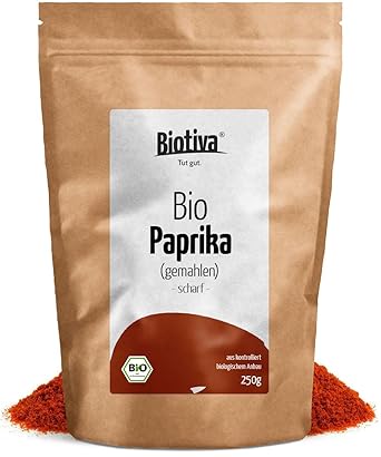 Paprika (scharf) gemahlen (250g, Bio) I Intensives Paprikapulver | 100% Bio-Qualität I Hocharomatisches Pulver I Für Feinschm